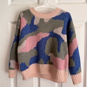 Stem Girls Camouflage Sweater - Pink, Blue, Green